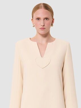 Tara Jarmon Cream Midi Dress with Heart Detail